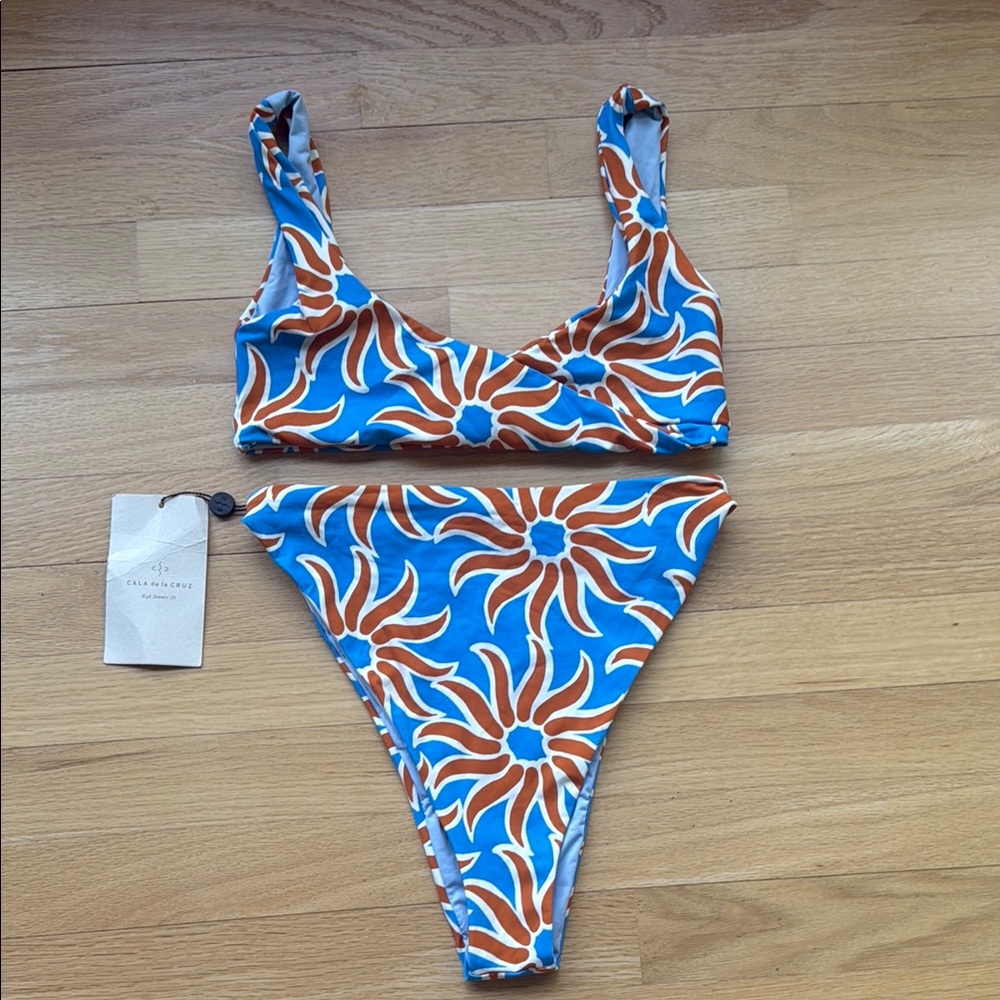Blue and Orange Bikini Set